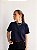 camisa feminina 100% algodão azul marinho - Imagem 1