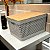 CESTO GRID COM TAMPA DE BAMBU 20 L BEGE - Imagem 7