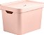 CAIXA ORGANIZADORA CUBE COM TAMPA ROSA 18 L - Imagem 1