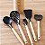 KIT UTENSÍLIOS DE SILICONE PRETO COM CABO DE BAMBU 6 PEÇAS - Imagem 1