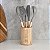 KIT UTENSÍLIOS DE SILICONE CINZA COM CABO DE MADEIRA 6UN - Imagem 1