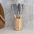 KIT UTENSÍLIOS DE SILICONE CINZA COM CABO DE MADEIRA 6UN - Imagem 2