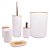 KIT DE BANHEIRO DE ABS E BAMBU BRANCO 6 PEÇAS - Imagem 1