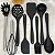 KIT UTENSÍLIOS DE SILICONE E BAMBU PRETO 9 PEÇAS - Imagem 2