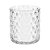 VASO DE VIDRO DECORATIVO TRANSPARENTE REDONDO COM RELEVOS TRIANGULARES - Imagem 1
