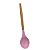 COLHER DE SILICONE COM CABO DE BAMBU ROSA 31CM - Imagem 1