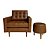 Poltrona e Puff Living Couro Legítimo Wood Envelhecido - Imagem 2