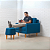 Poltrona e Puff Living Linho Azul Marinho - Imagem 2