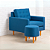 Poltrona e Puff Living Linho Azul Marinho - Imagem 1