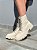 Coturno Feminino Alana Off-white strass Em couro - Imagem 9