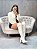 Bota Feminina Aline Off-White Salto bloco - Imagem 3