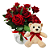 Mini Rosas Vermelhas no Vaso e Ursinho - Imagem 1