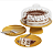 Boleira com pedestal Ø25cm, 4 pratos plásticos de sobremesa e 4 garfos de sobremesa inox - cor Dourado Glitte Coza - Imagem 2
