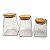 Kit 3 Porta Mantimentos Potes De Vidro Com Tampa De Bambu – 350ml, 500ml E 750ml - Wolff - Imagem 1