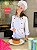 Camisa Feminina Chefe Cozinha - Dolman Stilus Branca - Botões Vermelhos- Uniblu - Imagem 5