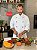 Camisa Masculina Chefe Cozinha - Dolmãn Stilus Branca - Botões Vermelhos - Uniblu - Personalizado - Imagem 5