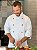 Camisa Masculina chefe cozinha - Dolmãn Stilus Branca - Botões Laranja - Uniblu - Imagem 1