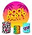 Kit Painel Redondo De Festa e Capas de Cilindro em tecido sublimado Pool Party Descolado - Imagem 1