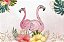 Painel de Aniversário em Tecido Sublimado Flamingo Tropical Glitter - Imagem 1