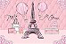Painel de Festa em Tecido Sublimado Paris Rosa - Imagem 1