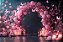 Painel de Festa em Tecido Sublimado Balões Rosas com Borboletas - Imagem 1