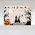 Painel de Festa em Tecido Sublimado Halloween Infantil Castelo Mal Assombrado - Imagem 1