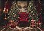 Painel de Festa em Tecido Sublimado Poltrona do Papai Noel Vermelha com Arvores e Presentes de Natal - Imagem 2