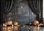 Painel de Festa em Tecido Sublimado Parede de Boiserie e Aboboras de Halloween - Imagem 2
