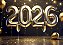 Painel de Festa em Tecido Sublimado Taças e Balões Dourados de Ano Novo 2026 - Imagem 2
