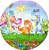 Painel de Festa Redondo em Tecido Sublimado Dinossauros Baby c/elástico - Imagem 1