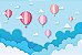 Painel de Festa em Tecido Sublimado 3d Balões Rosas nas Nuvens - Imagem 1