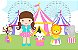 Painel de Festa em Tecido Sublimado 3d Circo Cute Menina - Imagem 1