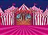 Painel de Festa em Tecido Sublimado 3d Circo Rosa Picadeiro - Imagem 1