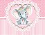 Painel de Festa em Tecido Sublimado 3d Lindo Elefantinho Rosa Cute - Imagem 1