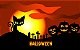 Painel de Festa em Tecido Sublimado 3d Gato Halloween - Imagem 1