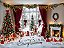 Painel de Festa em Tecido Sublimado Sala com Lareira de Natal - Imagem 1