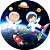 Painel de Festa Redondo em Tecido Sublimado Astronautas Cute Planeta c/elástico - Imagem 1