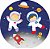 Painel de Festa Redondo em Tecido Sublimado Astronautas Cute Lua c/elástico - Imagem 1