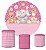 Kit Painel Redondo De Festa e Capas de Cilindro em tecido sublimado Safari Rosa das Meninas - Imagem 1