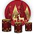 Kit Painel Redondo De Festa e Capas de Cilindro em tecido sublimado Renas do Papai Noel Natal - Imagem 1
