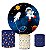 Kit Painel Redondo De Festa e Capas de Cilindro em tecido sublimado Astronauta Planeta - Imagem 1