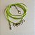 Pulseira Fio de Seda Verde Com Corações Banhada em  Ródio Branco. - Imagem 2