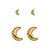 Kit Com 2 Brincos Formato Lua Com Zircônias Banhado Em Ouro 18K - Imagem 2