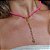 Colar Malha Rosa Neon Com Concha Banho em Ouro 18K - Imagem 1