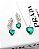 Conjunto Ear Cuff Cristais Com Coração Verde Prata - Imagem 1