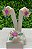 Conjunto Anel e Brinco Flor Cravejada Pedra Verde e Rosa - Imagem 1