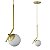 Kit 2 Pendentes ON LY - DOURADO com globo de vidro Branco - Imagem 1