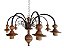 Lustre 8 Lampadas para baixo 80x80 cor Madeira - Imagem 1