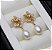 Brinco dourado , zircônias e pérolas de água doce  02889 - Imagem 1