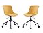 Cadeira Design Giratória Revestida em Tecido Linho ANM 6710 Mostarda - Kit 2 - Imagem 1